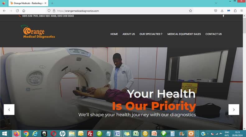 Orange Medical Diagnostics Website