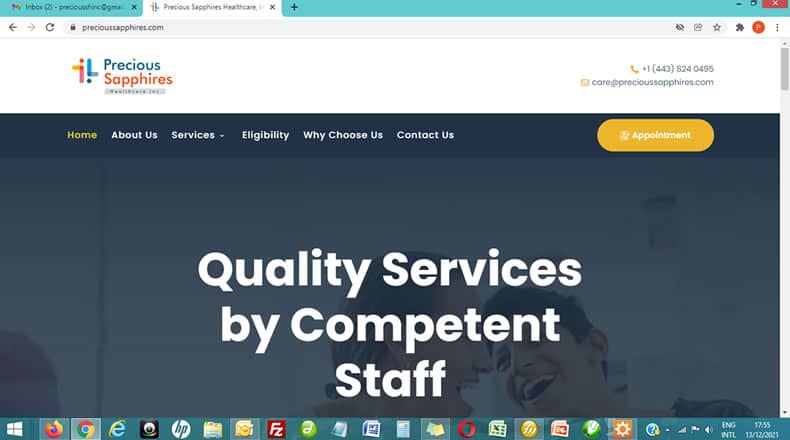 Precious Sapphires Healthcare Website